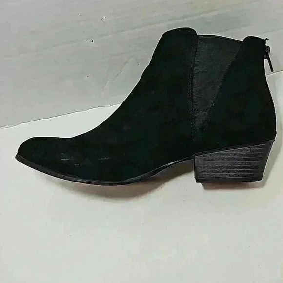 Sprit Womens boots sz 8.5M black suede ankle zipper blocked heels western Paded - Picture 13 of 15